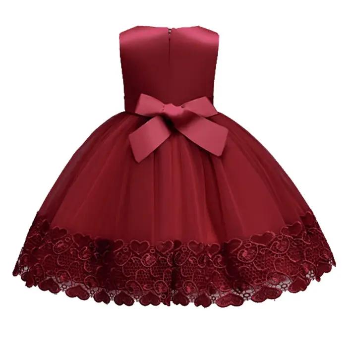 Robe d'été en dentelle pour filles, tenue de soirée à fleurs appliquées, Costume pour enfants de 2 à