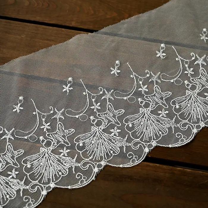 Ruban de garniture en dentelle brodée, tissu en dentelle de fleurs 3D, vêtement de mariage bricolage