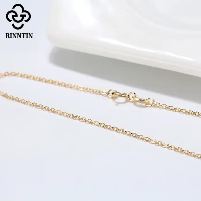 Rinntin 18K or 925 en argent Sterling mode câble lien chaînes collier pour femmes mince cou chaîne a