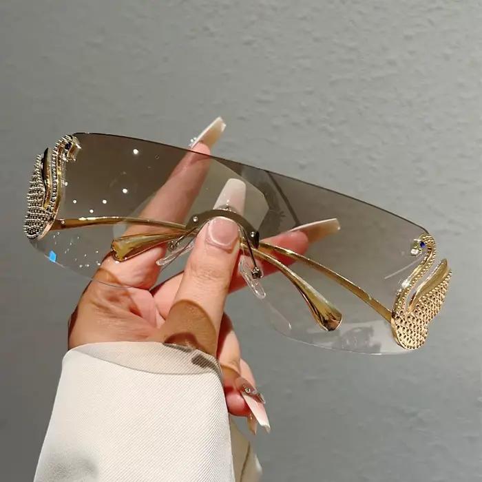 KAMMPT sans monture Y2k lunettes de soleil femmes mode monobloc dégradé nuances 2025 nouveau à la mo