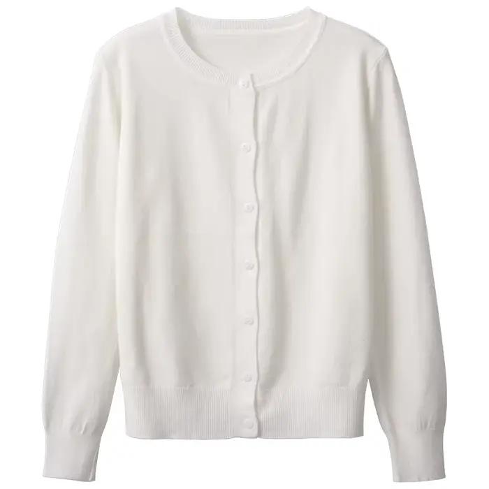 Cardigan en tricot pour femme AOSSVIAO, collection Printemps 2026, col rond, décontracté, couleur un