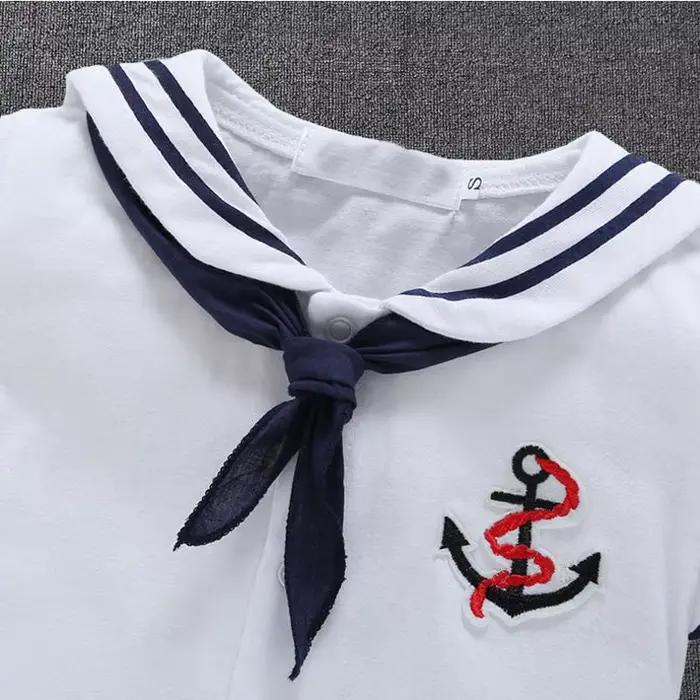 Nouveau-né bébé garçon vêtements combishort marin marine barboteuse à manches courtes combinaison Co