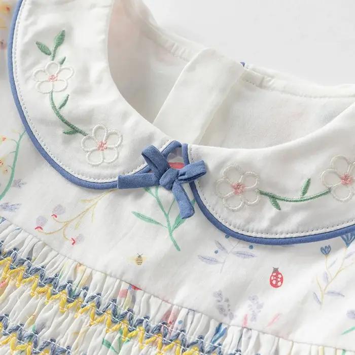 Dave Bella été filles bébé princesse robe charme élégant mignon imprimé fleuri enfants coton robe fê