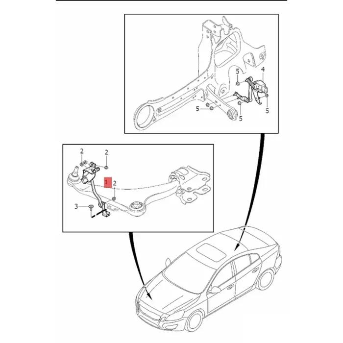 31288272 capteur de niveau de phare avant droit pour Volvo S60 S60L V60 V70 S80 S80L XC60 XC70 08-18
