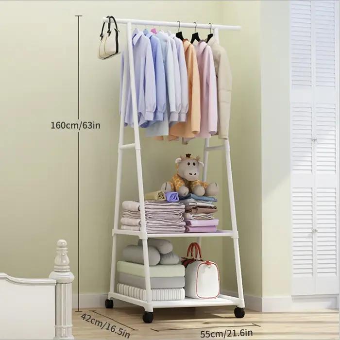 Porte-vêtements monté au sol cintre simple porte-chapeaux chambre pliante triangulaire multifonctionel rangement ménage sac suspendu accessoire chambre dressing organisation élégance