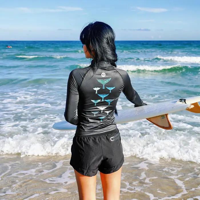 Nu-juin – ensemble haut de Surf pour femmes, protection contre les éruptions cutanées, manches longu