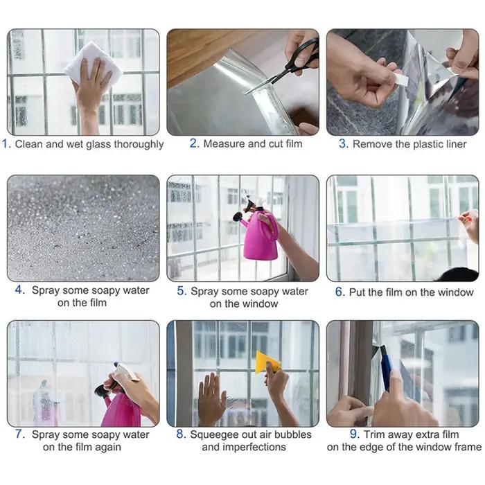 Film décoratif en verre multicolore 7,8"x11,8" en PET, anti-UV, transparent, pour la maison, le bure