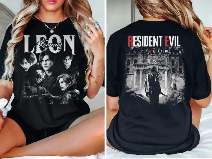 T-shirt Leon S. Kennedy Resident Evil 9 Requiem Biohazard Tee Grace Emily Gideon à manches courtes p