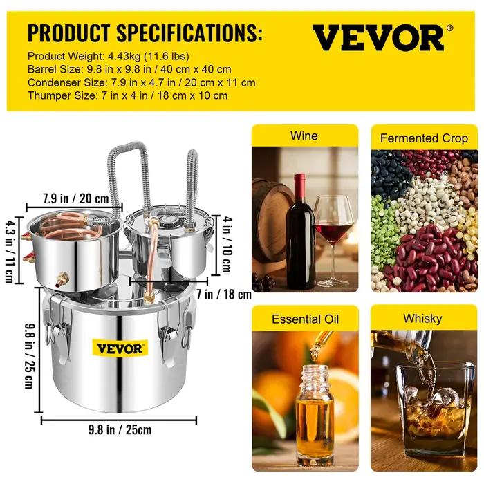 SucceBuy 12L 20L 30L 50L distillateur de brassage d'alcool bricolage appareil Moonshine acier inoxyd