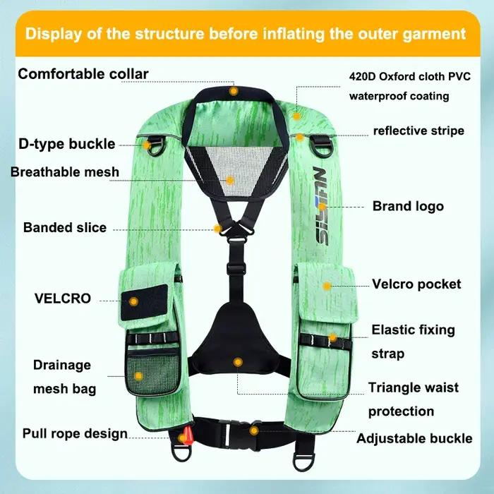 Gilet de sauvetage gonflable automatique, gilet de sauvetage professionnel pour natation et pêche, S