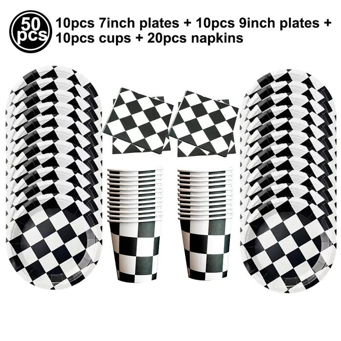 Nappe de fête de voiture de course à carreaux, drapeau à carreaux noir et blanc, nappe de route, cou