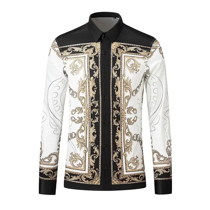 Chemise de Style palais de marque pour hommes, coupe cintrée, chemises sociales décontractées, haute