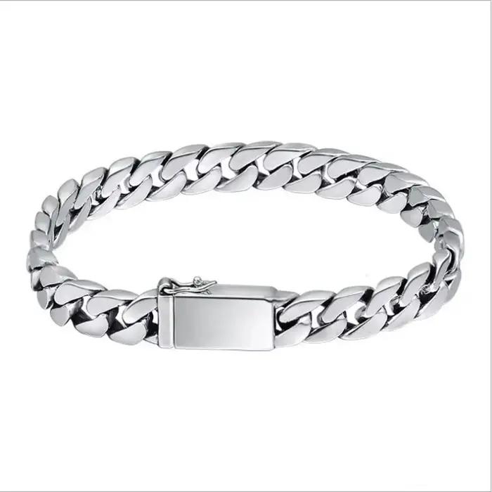 Bracelet en argent Sterling 100% S925, 8MM, Punk, bijoux en argent S925, ne se décolore jamais, cert