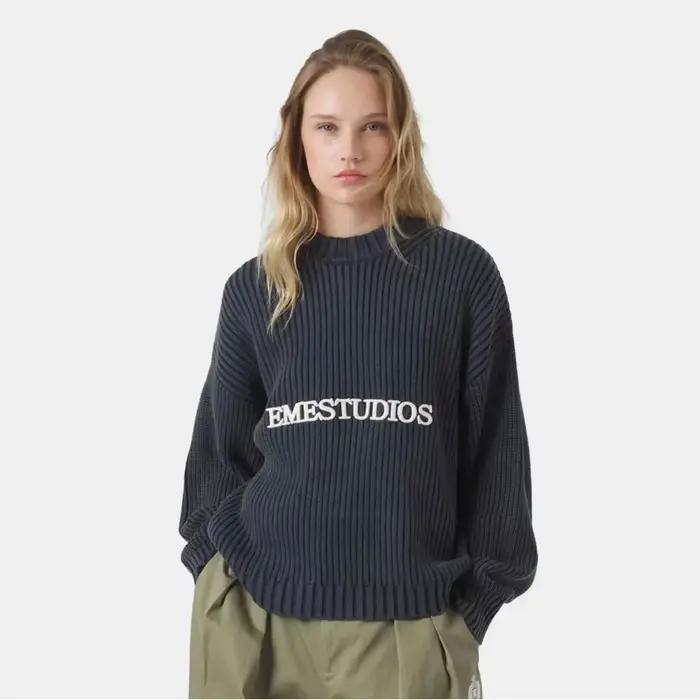 Pull à col rond Eme Letter Y2k Street pour hommes et femmes, pull ample décontracté rétro en tricot,