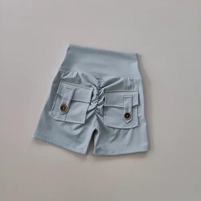 Short de Fitness sans couture, couleur chair, taille haute, pêche, avec poches, serré, sport, course