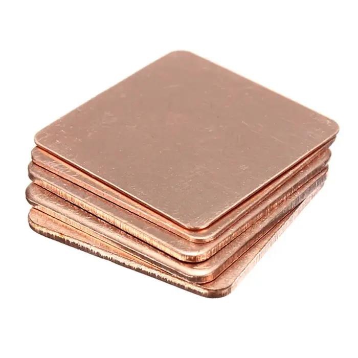 5 pièces 15x1 5/20x20mm 0.3mm-2mm d'épaisseur dissipateur thermique cale en cuivre tampons thermique