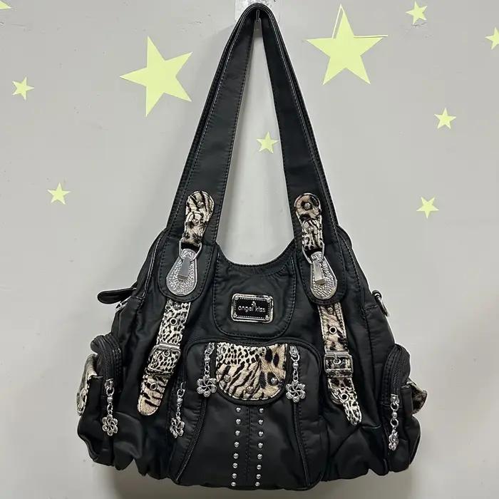 Sacs à main vintage pour femmes, sacs à bandoulière en cuir PU tendance, sacs à main de grande capac