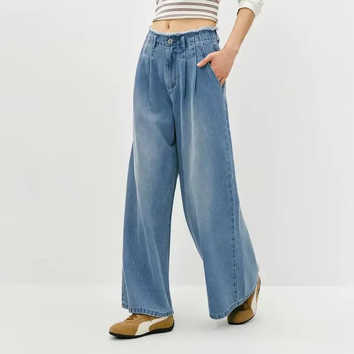 Semir – jean élégant pour femmes, ourlet brut, taille haute, jambes larges, longueur au sol, pantalo