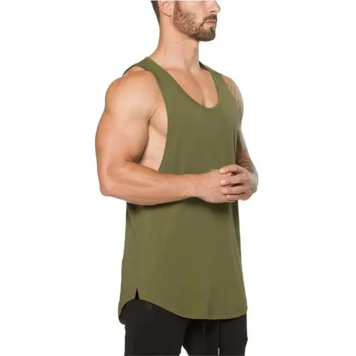 T-Shirt sans manches en coton respirant pour hommes, vêtements d'entraînement de musculation, de cou