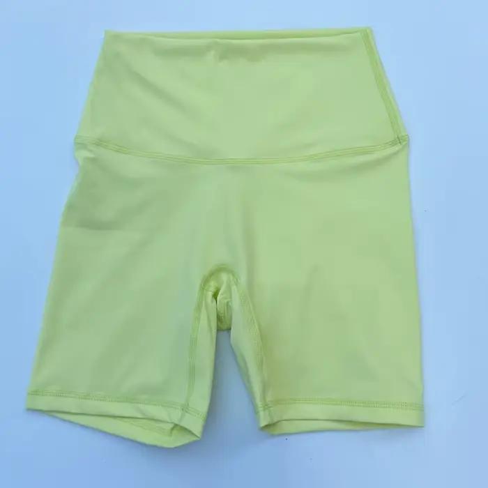 Short de sport taille haute femme Yoga course à pied Nylon élastique effet push-up fessier