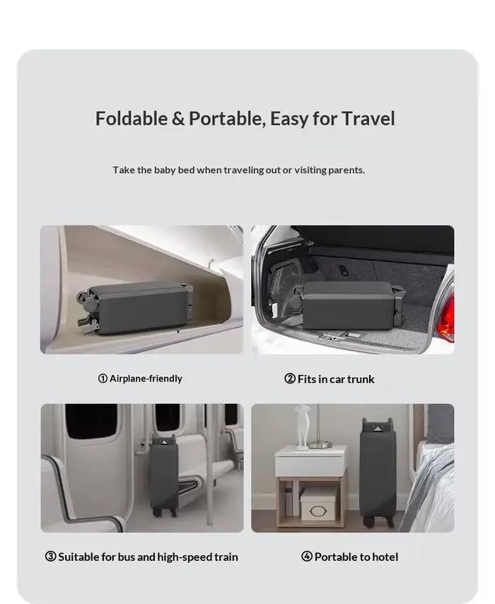 Lit bébé pliable multifonctionnel, lit mobile pour nourrisson, lit portable pour nouveau-né, lit d'a