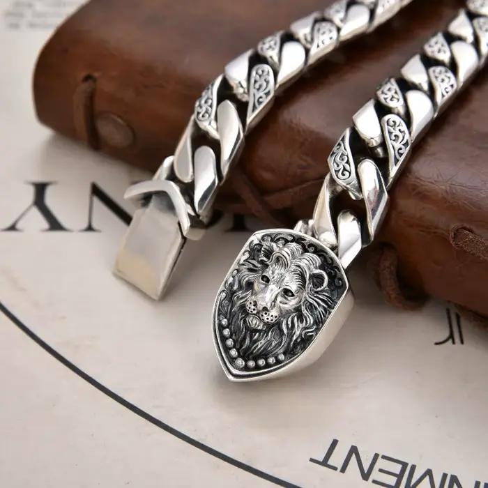 Bracelet en argent sterling S925, prix d'usine, dominateur, réservoir de lion, splendide, tendance,