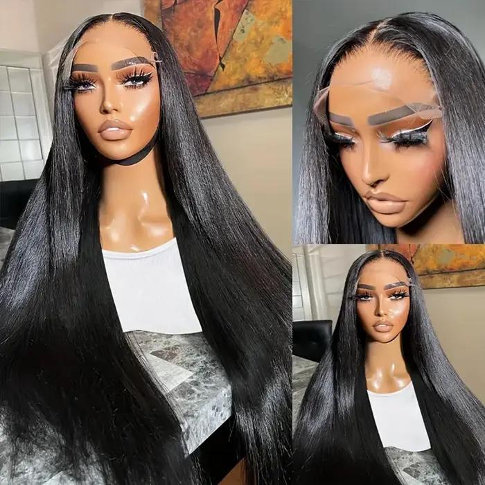 Sophia-Perruque Lace Front Wig sans colle naturelle, cheveux lisses, 13x6, 13x4, HD, 5x5, 6 tage, pr