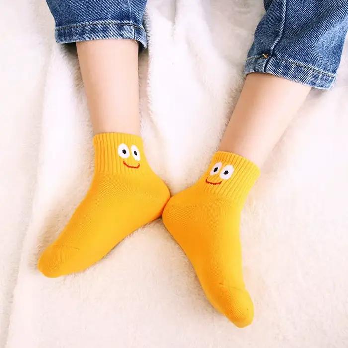 5 paires de chaussettes pour enfants, mignonnes et amusantes, motif d'émoticônes, confortables et re