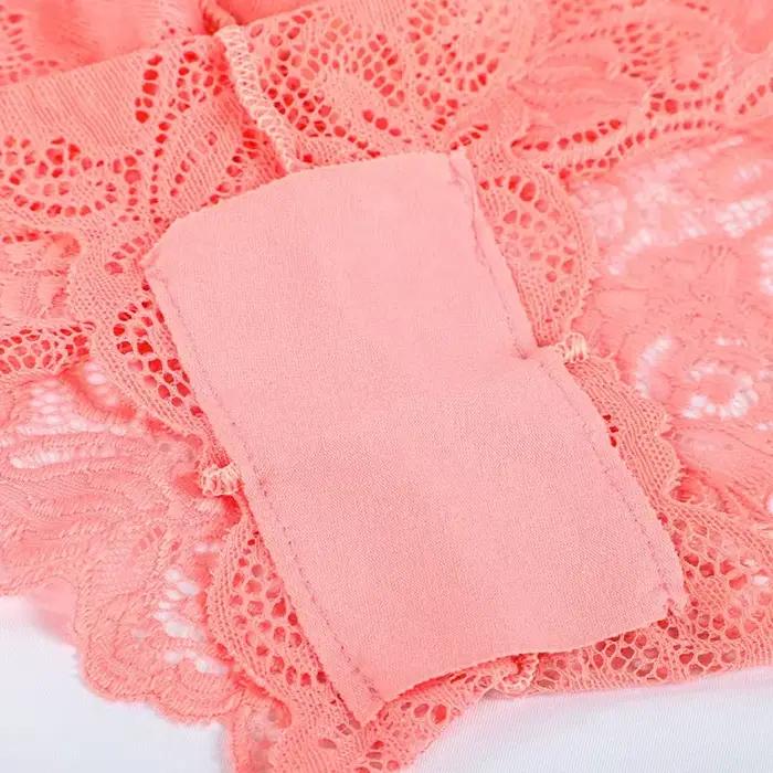 Culottes en Dentelle Florale pour Femme, Taille en V, Couleur Unie, Sous-Vêtements Respirants, Intimes Lingerie Occasions Spéciales