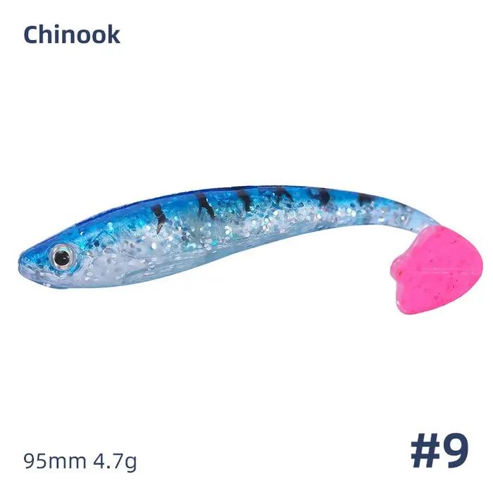 Chinook SoftBait leurre 90mm grande queue de pagaie Shad Swimbait 5 pièces ensemble Wobblers Silicon