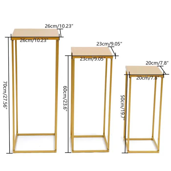 Ensemble de 3 supports de fleurs carrés en métal, support pour plantes, colonne d'art, route, plomb,