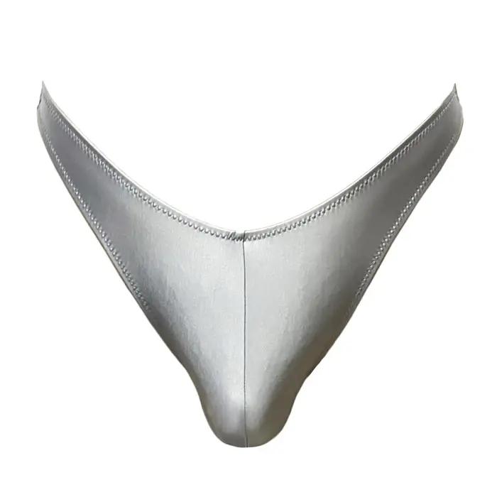 String pour hommes taille basse en satin brillant - Sous-vêtement V-shape confortable et stylé