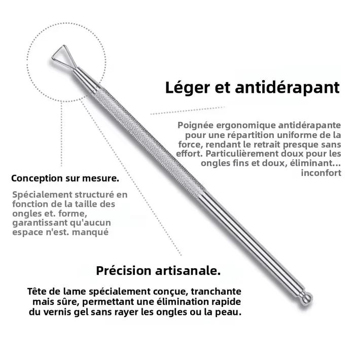 Outil holographique argenté pour enlever le vernis à ongles en acier inoxydable