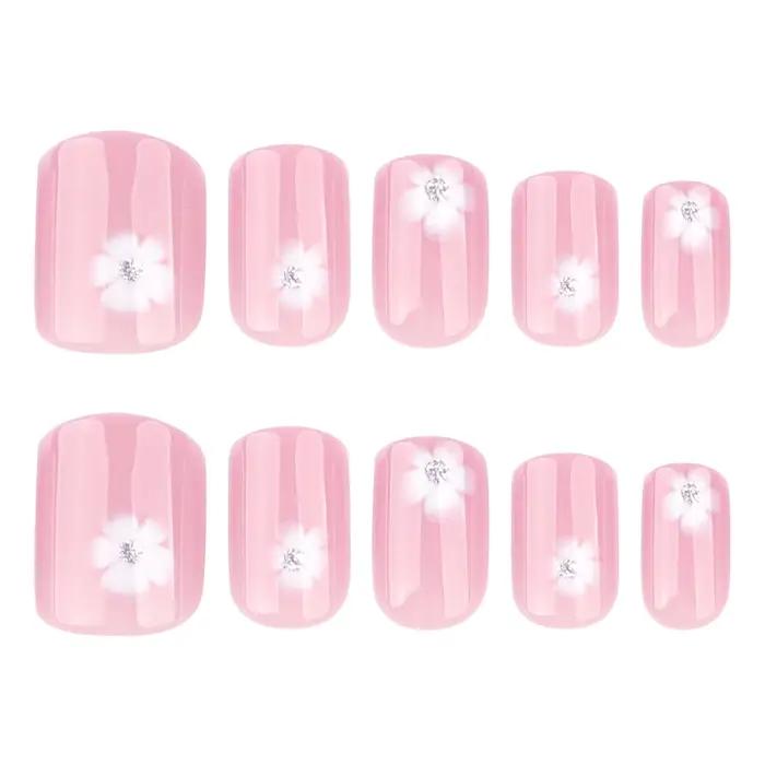 Faux ongles à pression pour chaton noir et blanc, 24 pièces, carrés, amovibles, portables, faits à l