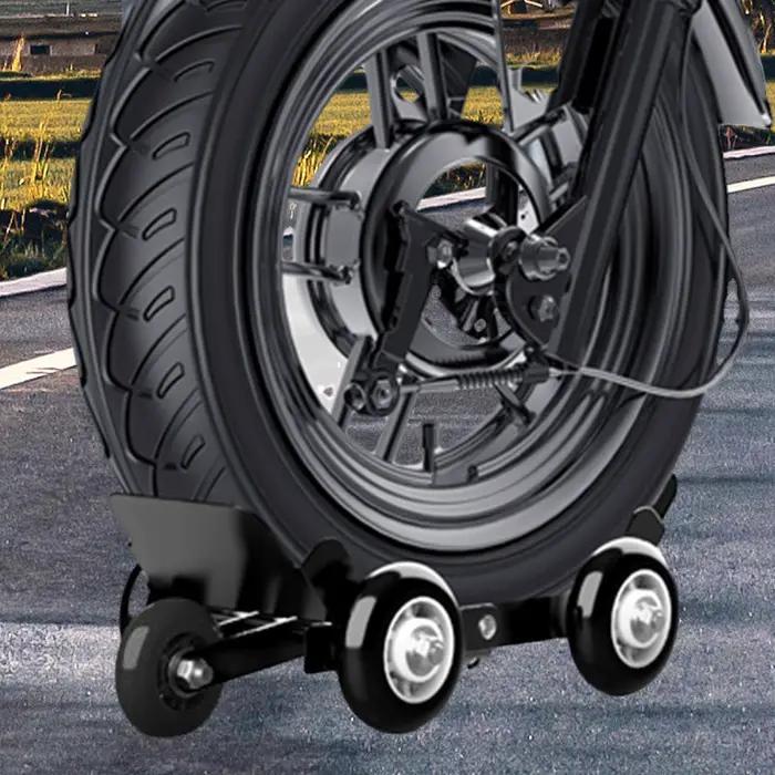 Support mobile de remorque de moto en acier inoxydable pour protection pneu et manœuvrabilité améliorée pour motards et amateurs de vélos électriques