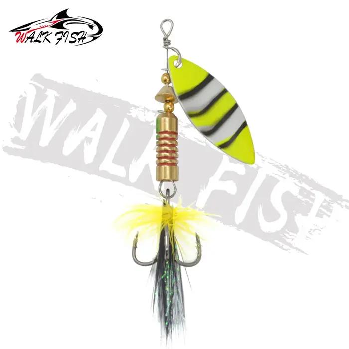 OBCK FISH-Leurre de pêche spinner avec triple hameçon et plume, appât dur wobJeff idéal pour bar, 6g