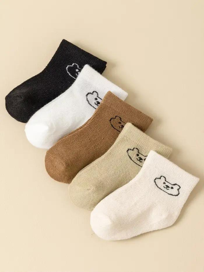5 paires de chaussettes pour bébé, couleur unie, douces et confortables, blanches, mi-mollet, pour l