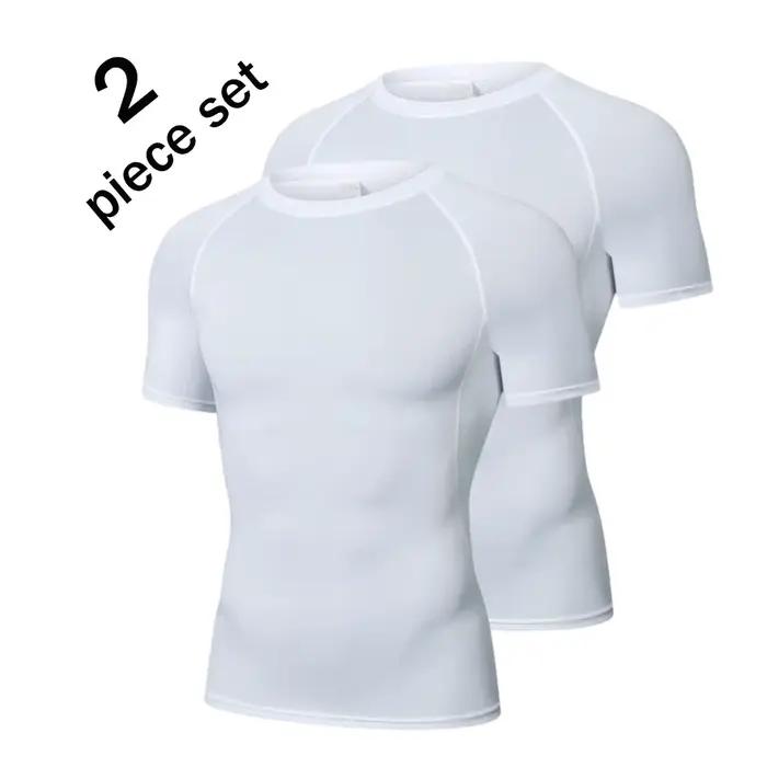2 pièces hommes Compression Sport t-shirt à manches courtes entraînement haut de Fitness t-shirt hom
