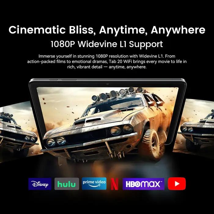 Tablette Blackview Tab 20 WIFI 10,1'' HD+ IPS Display Widevine L1 4 Go 64 Go Unisoc T310 Android 15