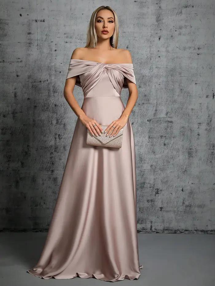 Mgiacy ligne cou irrégulière croix plissée robe en satin robe de bal robe de soirée robe de demoisel