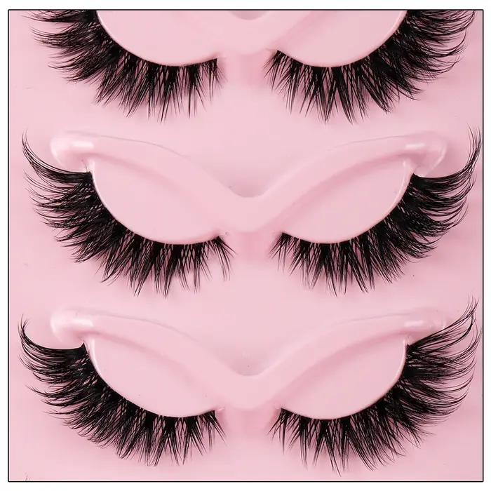 5 paires de cils yeux de chat Faux cils de vison naturel longs cils Manga extrémité ailée cils allon