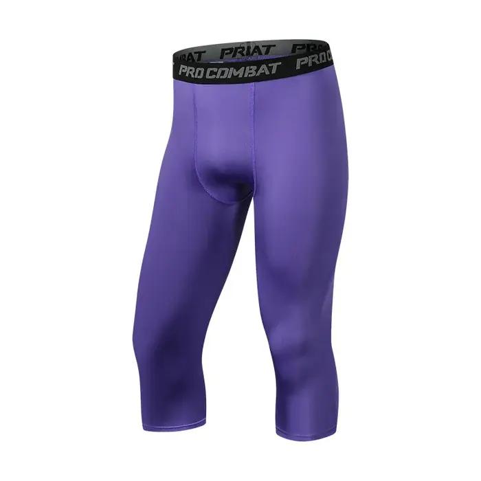 Short de compression 3/4 pour hommes fitness course à pied séchage rapide survêtement sport activités physiques entraînement en salle