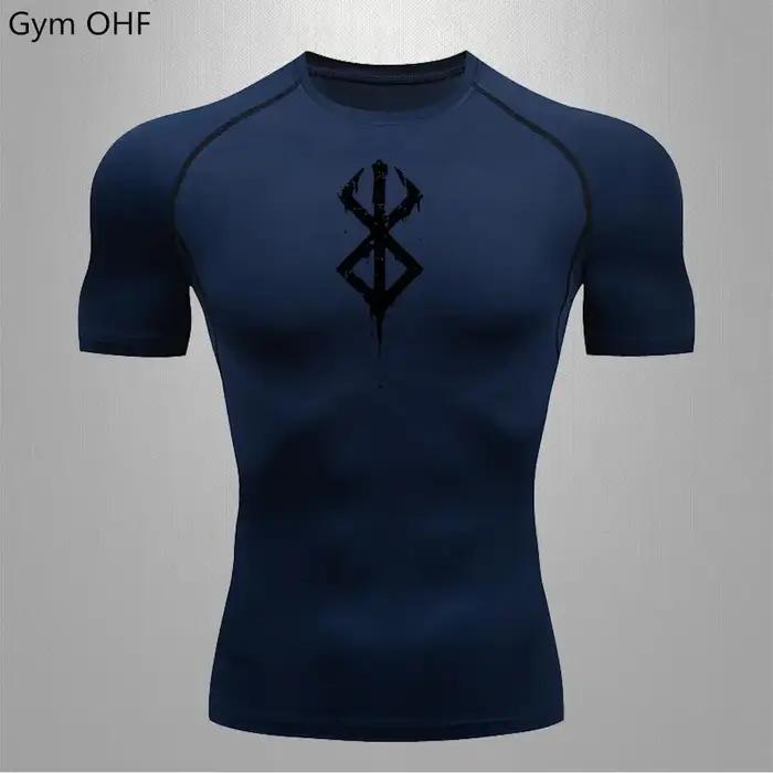 T-shirt à manches courtes Berserk Anime pour hommes, chemise de compression, course à pied, séchage