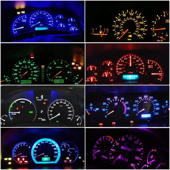 Ampoule Led T5 pour tableau de bord, lampe de voiture, W3w w1.2 w 12v, lumières Canbus chauffantes,