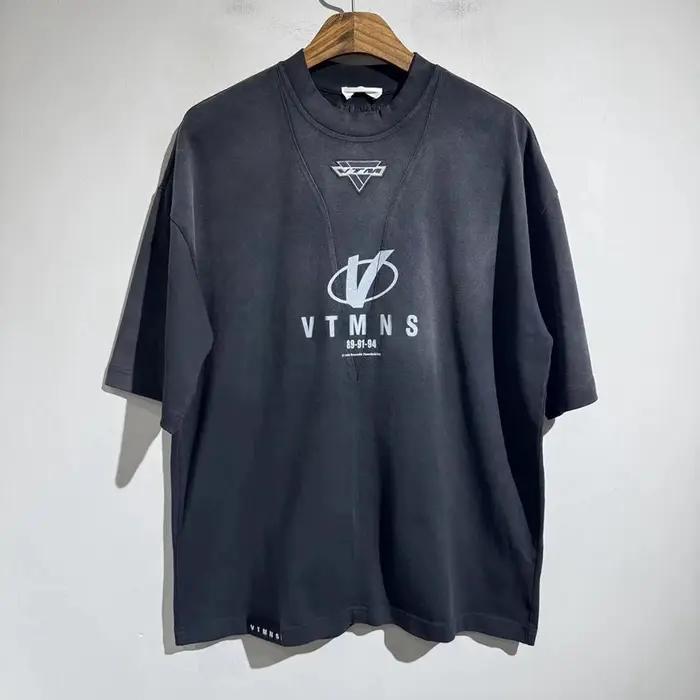 T-shirt Homme Oversize Y2K en Coton Lourd Lavé avec Logo VT – Style Décontracté Vintage Streetwear