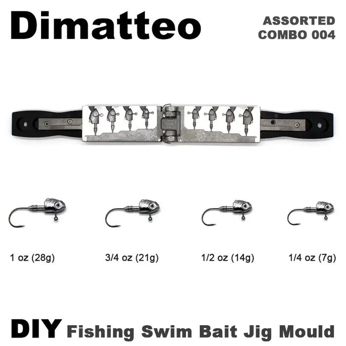 Dimatteo-Moule de tête de gabarit d'appât de natation bricolage, combo assressenti, 4 cavités, 1oz,