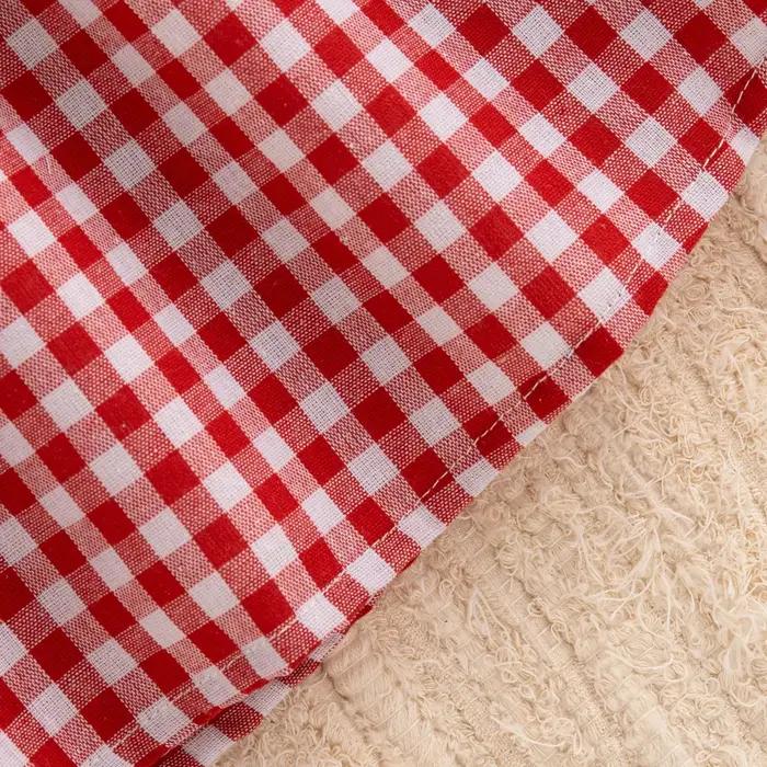 Robe d'été en coton à carreaux rouges pour bébé fille, jolie robe de plage à revers fraise