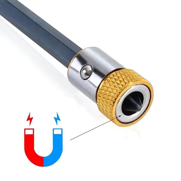Tournevis universel anneau magnétique 1/4 "tournevis universel en métal foret anneau magnétique tige