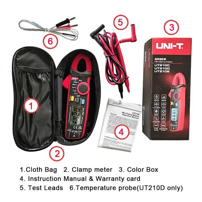 Uni-t-Pince numérique True RMS, UT210E, UT210A, B, C, D, E, AC, DC, Courant, Tension, Plage automati