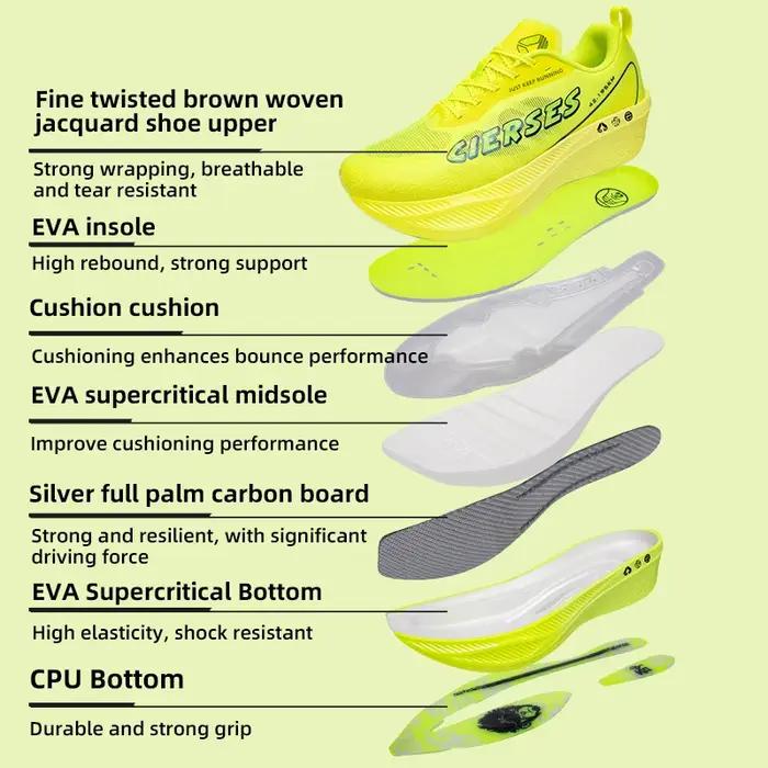 Chaussures de course WUKONG1.0 pour hommes - Baskets respirantes avec amorti et plaque carbone pour marathon
